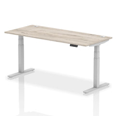 Dynamic Air 1800 x 800mm Height Adjustable Desk Grey Oak Top Cable Ports Silver Leg HA01175 DD