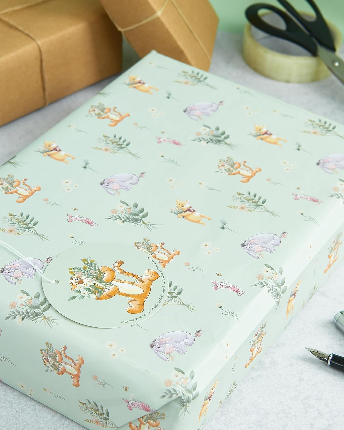 UK Greetings Disney Wrap, Card and Tag Pack - Winnie the Pooh Packaged Wrap - Winnie the Pooh Greeting Card - Disney Gifting Bundle - Winnie the Pooh Gifting Bundle, Multi (688967-0-1)