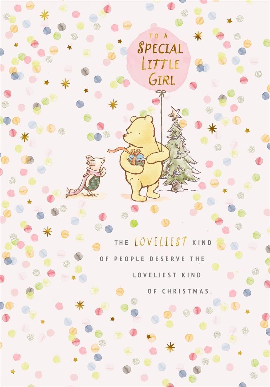 Special Little Girl Christmas Greeting Card with Cute Festive Design and Loving Wishes