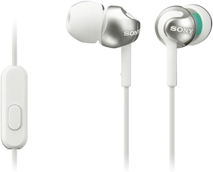 Sony MDR-EX110 Deep Bass White Wired 3.5mm Earphones with Smartphone Control and Mic