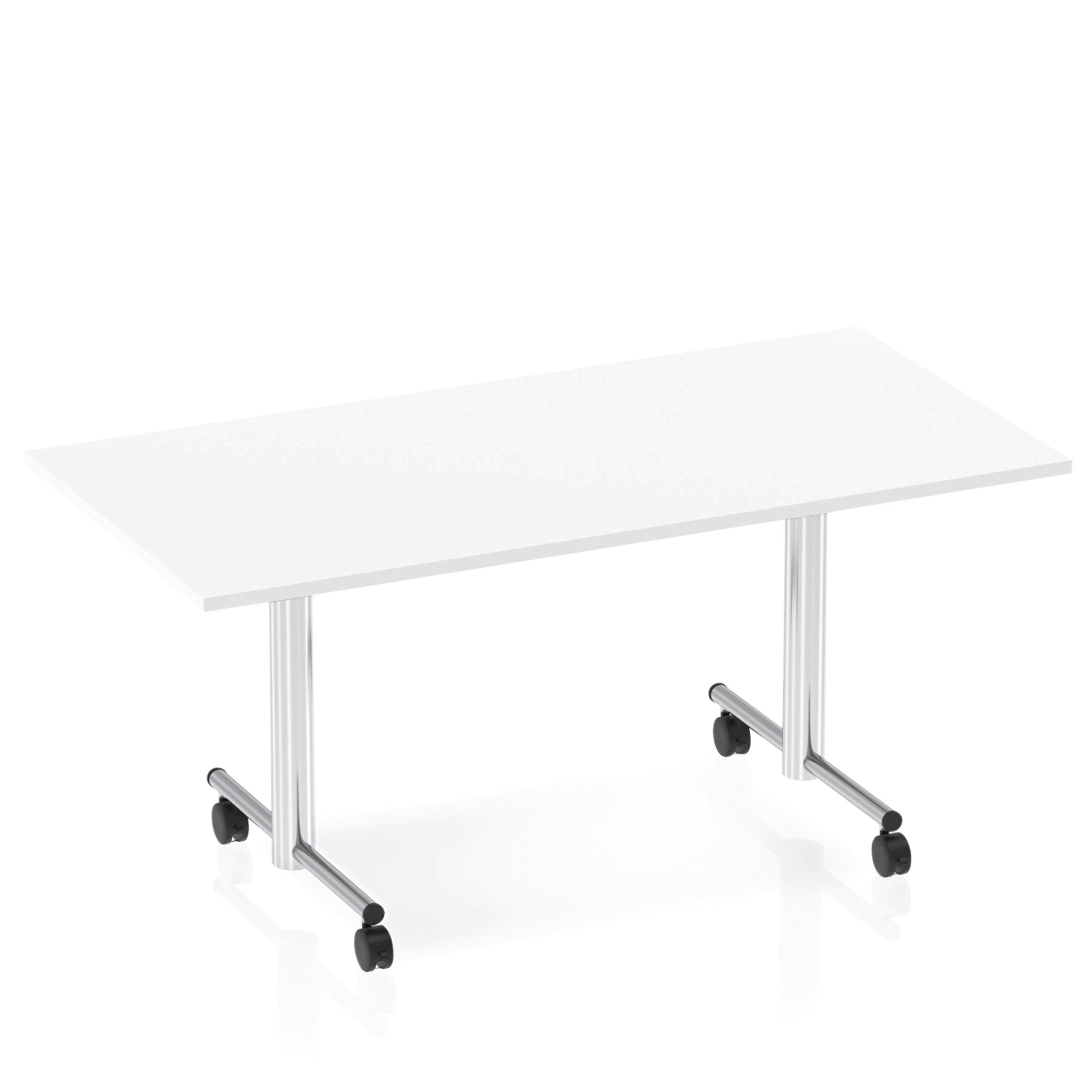 Dynamic Impulse 1600mm Flip Top Rectangular Table White Finish Silver Frame - I000713 DD