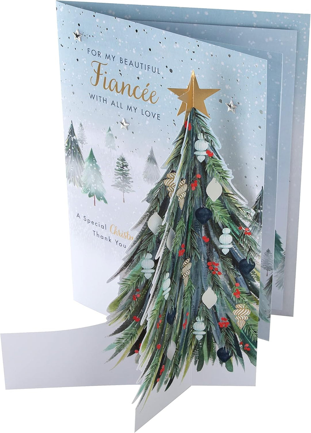 Hallmark Boxed Christmas Card for Fiancée – Classic Winter Scene with Tree Design