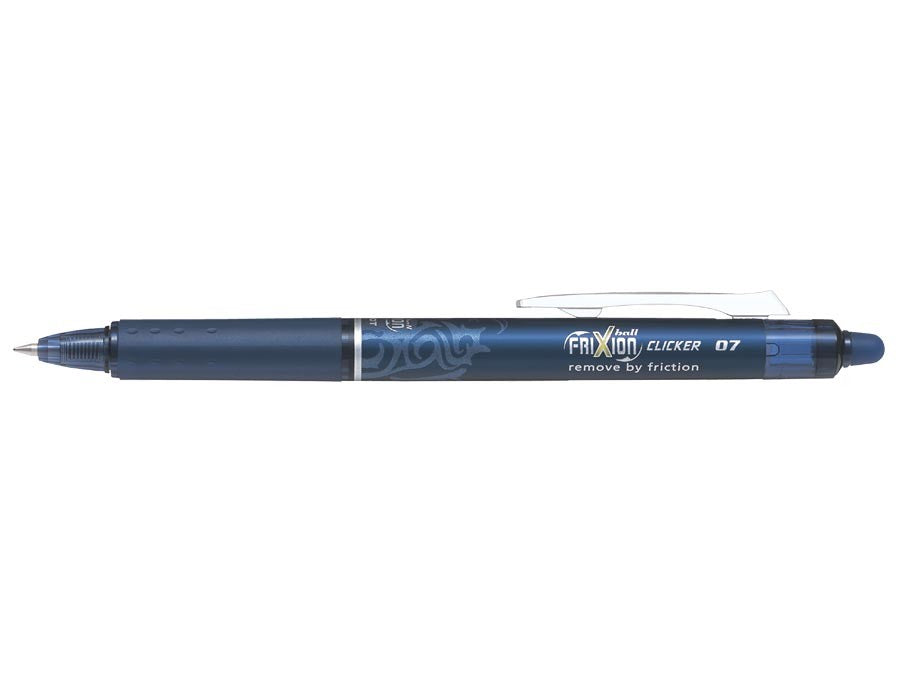 Pilot FriXion Clicker Erasable Retractable Gel Rollerball Pen 0.7mm Tip 0.35mm Line Blue (Pack 12) - 229101203