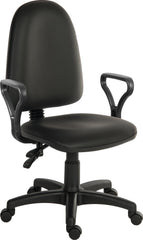 Ergo Twin High Back PU Operator Office Chair with Fixed Arms Black - 2900PU-BLK/0288 DD