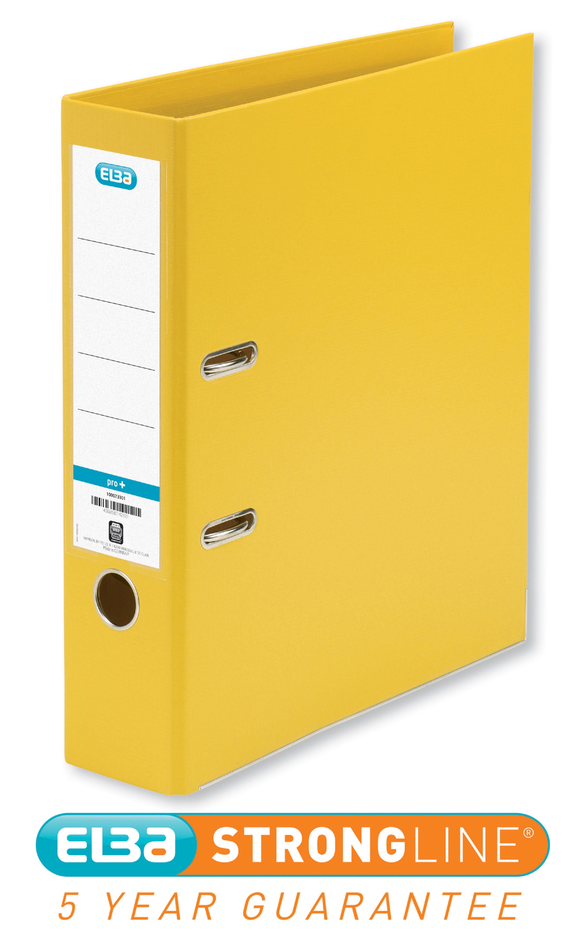 Elba Smart Pro+ Lever Arch File A4 80mm Spine Polypropylene Yellow 100202166