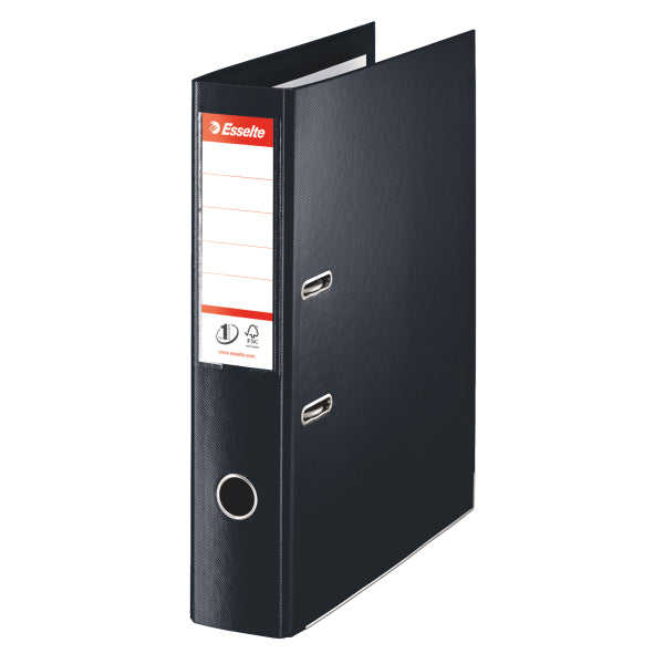 Esselte No.1 VIVIDA Lever Arch File Polypropylene Foolscap 75mm Spine Width Black (Pack 10) - 48087