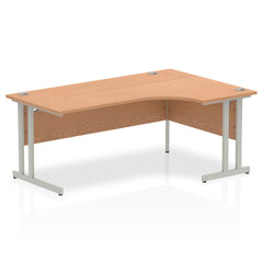 Impulse 1800mm Right Crescent Desk Oak Top Silver Cantilever Leg I000825 DD
