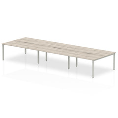 Dynamic Evolve Plus 1600mm B2B 6 Person Desk Grey Oak Top Silver Frame BE757 DD