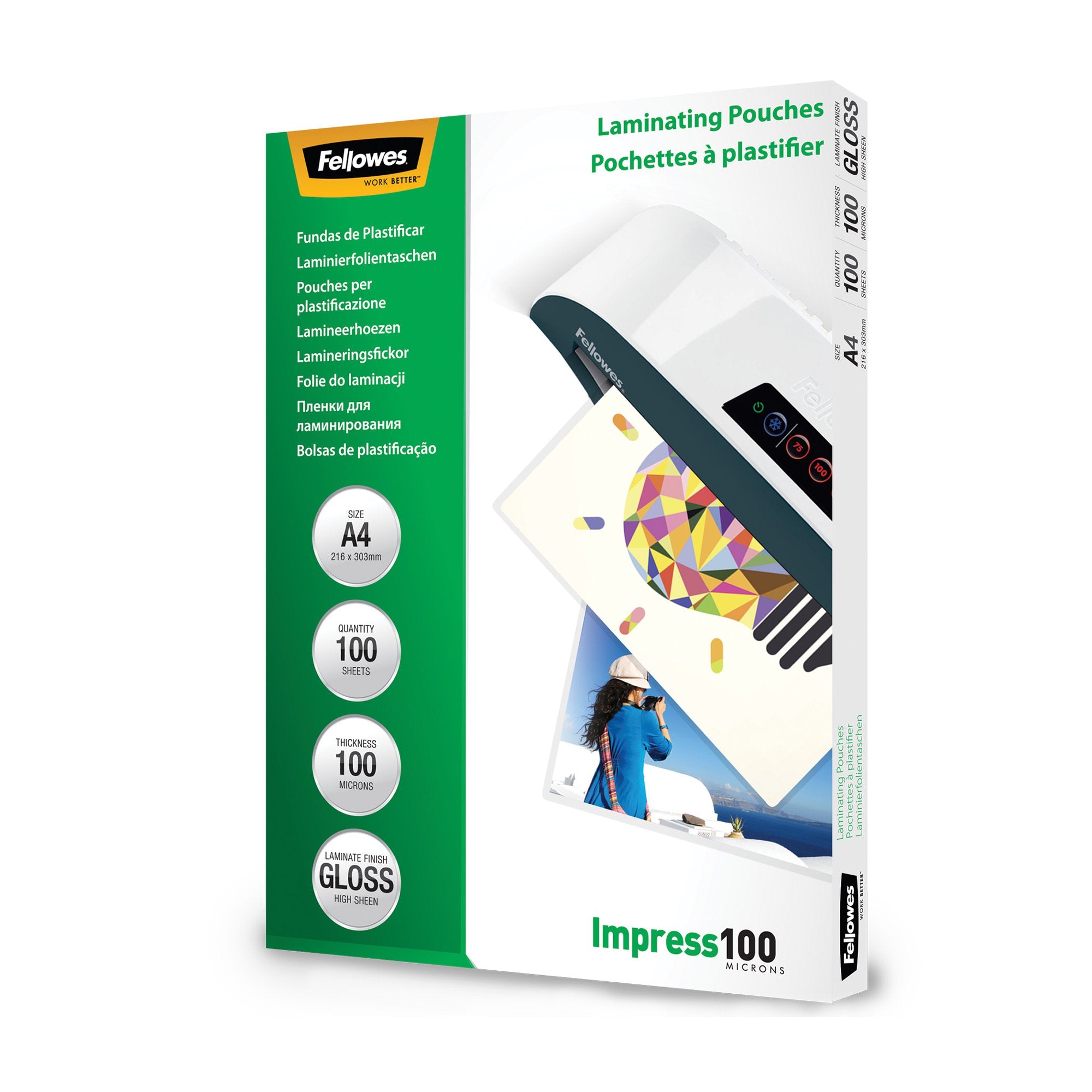 Fellowes Laminating Pouch A4 2x100 Micron Gloss (Pack 100) 5351111