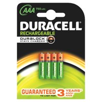 Duracell AAA Rechargeable Batteries 750mAh (Pack 4) - DURHR03B4-750SC