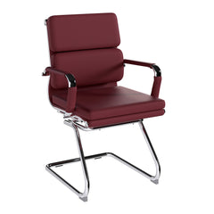 Nautilus Designs Avanti Medium Back Bonded Leather Cantilever Visitor Chair With Individual Back Cushions & Fixed Arms Red - BCL/5003AV/OX DD