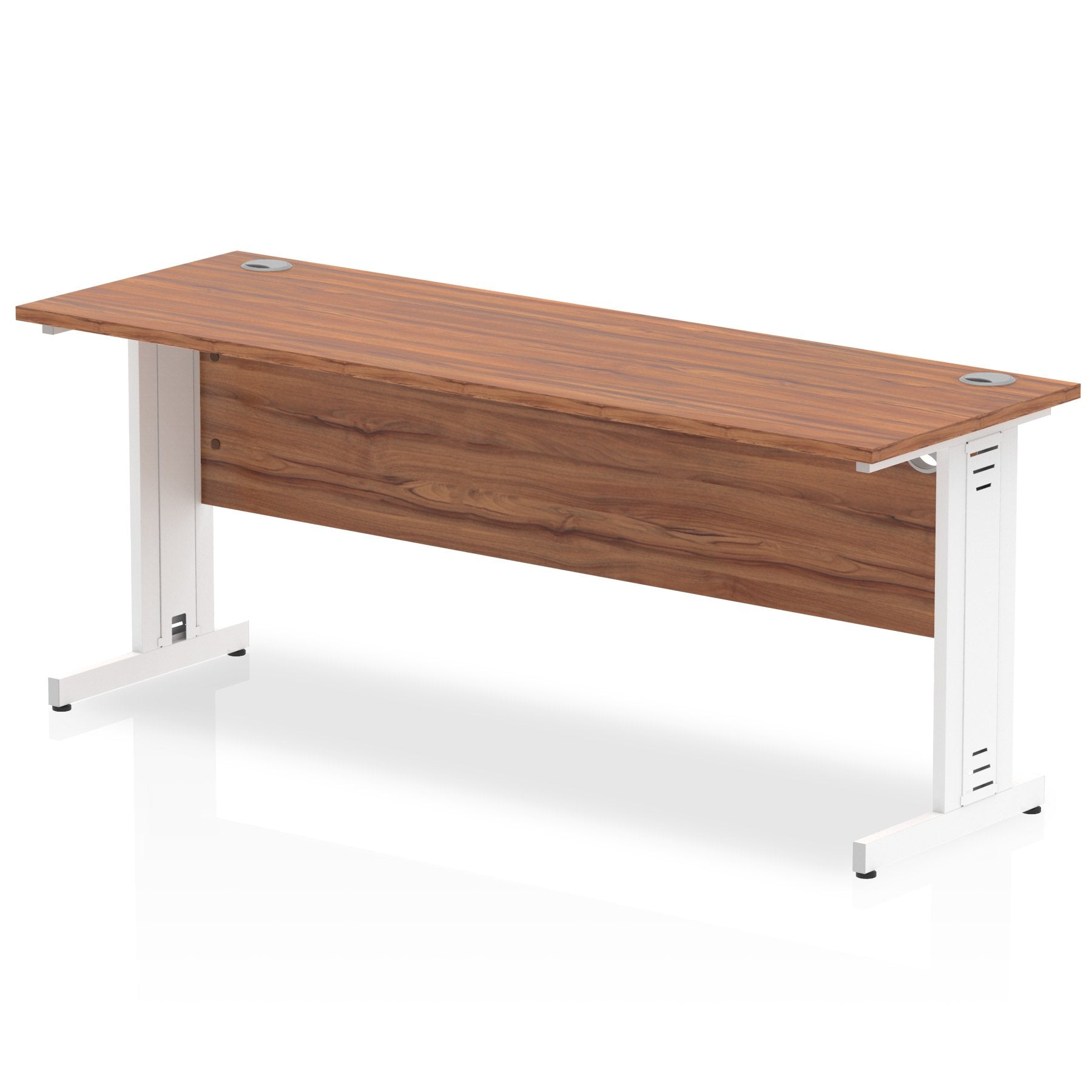 Impulse 1800 x 600mm Straight Desk Walnut Top White Cable Managed Leg MI002008 DD