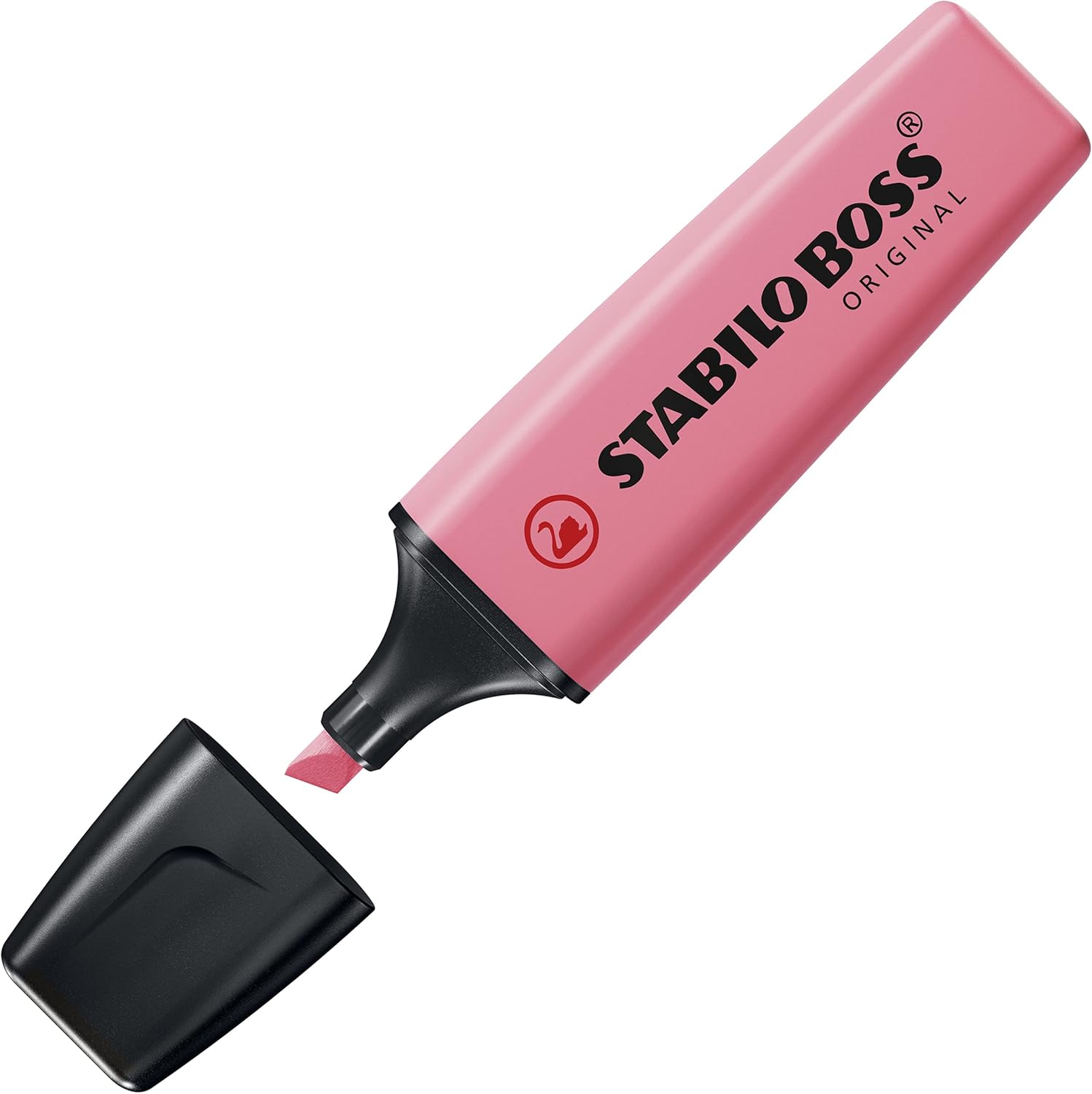 Stabilo Boss Original Pastel highlighter in Cherry Blossom Pink with a chisel tip and pastel-colored body.