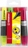Set of four Stabilo Luminator highlighters in assorted colors, featuring vibrant ink and ergonomic design for easy highlighting.