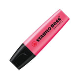 Pink Stabilo Boss Original highlighter with chisel tip, designed for vibrant marking and highlighting on paper.