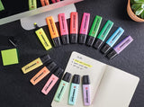 Set of 8 Stabilo Boss Original highlighters in assorted colors, displayed in a clear plastic case with vibrant caps.