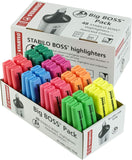 Set of 48 Stabilo UK Boss Chisel Tip Highlighters in 8 vibrant colors, perfect for highlighting and color-coding.