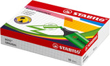 Set of 10 assorted Stabilo Boss Original highlighters in bright colors, ideal for office and study highlighting tasks.