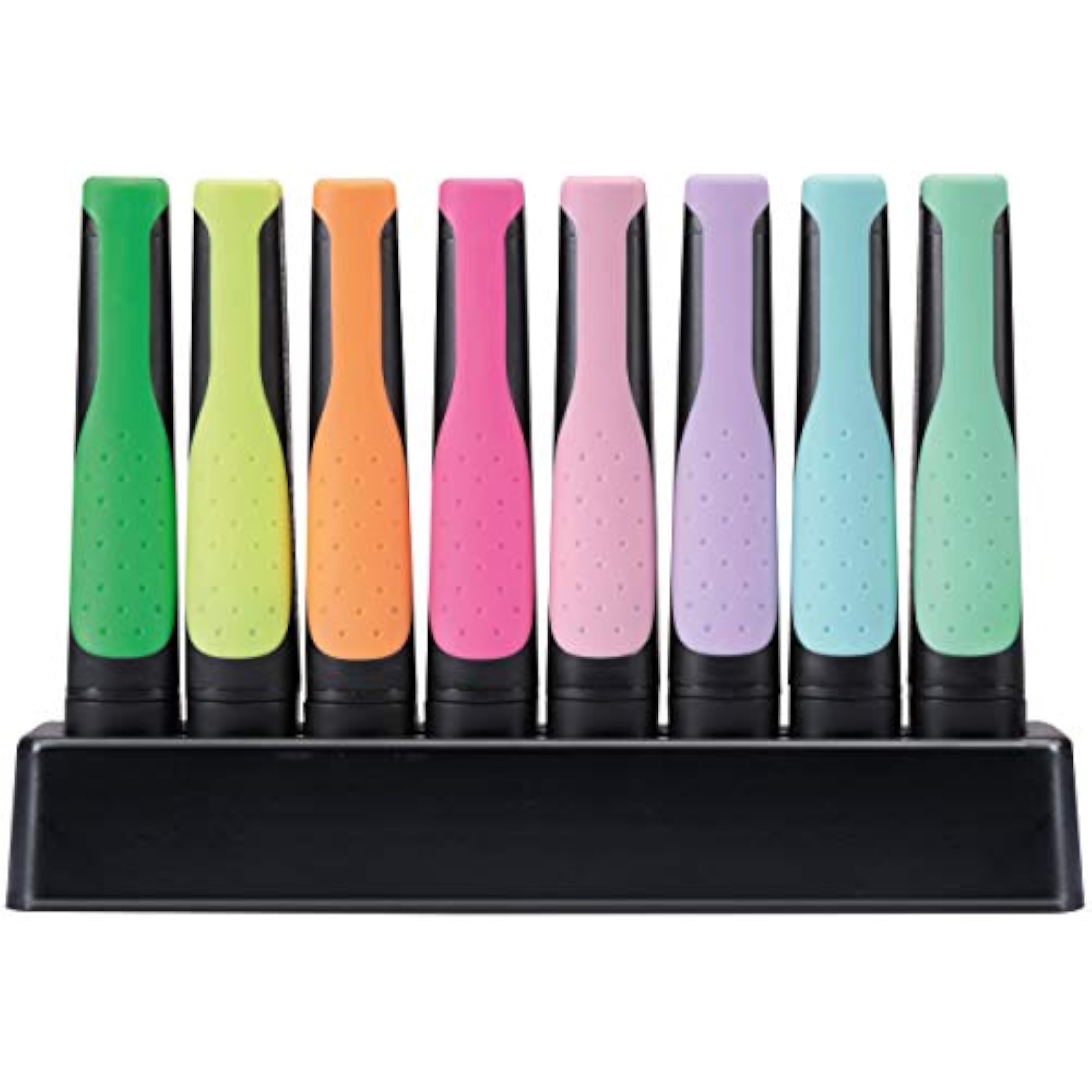 Set of 8 Stabilo Green Boss Pastel eco-friendly highlighters in assorted pastel colors, ideal for stationery and highlighting tasks.