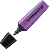 Lavender Stabilo Boss Original highlighter from Stabilo, with a chisel tip and bright lavender ink for highlighting text and notes.