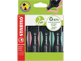 Stabilo Green Boss highlighters in pastel colors, assorted pack of 4, stationery highlighters for marking and highlighting notes.