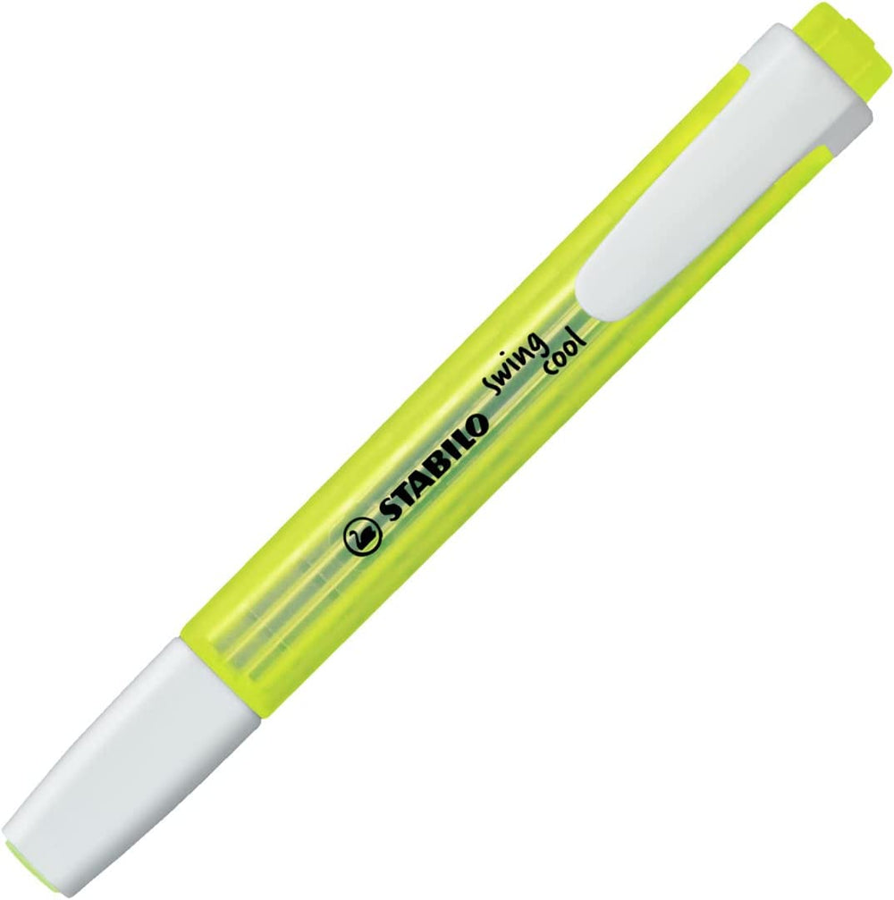 Set of four Stabilo Swing Cool stationery pens in assorted colors, featuring vibrant ink and ergonomic design.
