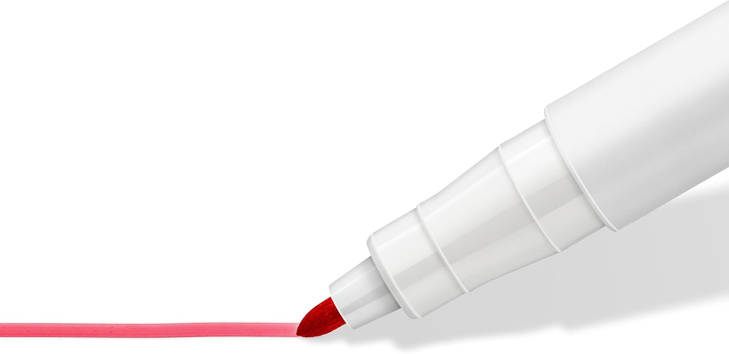 Set of four Staedtler Lumocolor 301 whiteboard pens in assorted colors, ideal for writing and drawing on whiteboards.