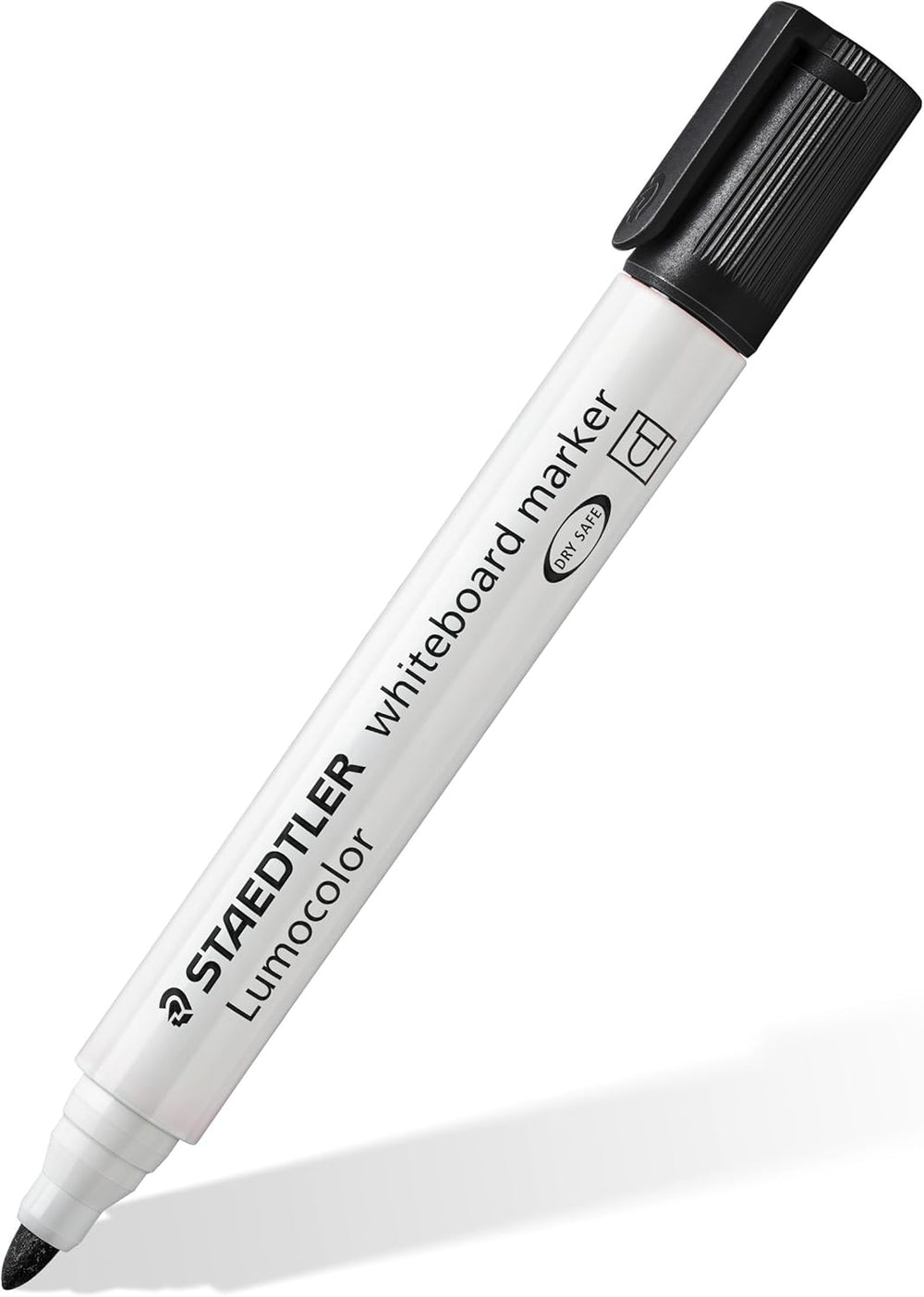 Staedtler Lumocolor Whiteboard Marker Bullet 351 in black, single stationery marker for whiteboards, with a sleek design.