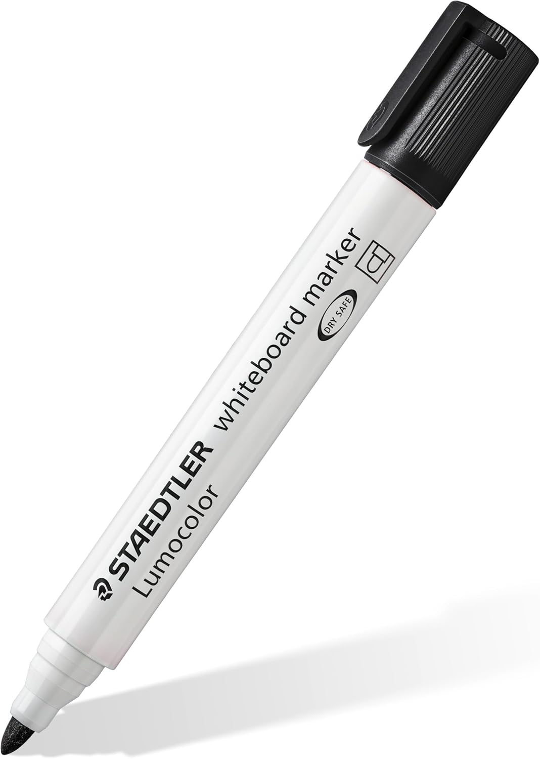 Staedtler Lumocolor Whiteboard Marker Bullet 351 in black, single stationery marker for whiteboards, with a sleek design.