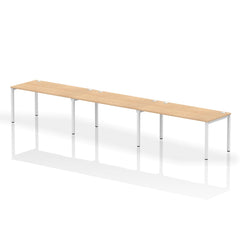 Impulse Single Row 3 Person Bench Desk W1600 x D800 x H730mm Maple Finish White Frame - IB00348 DD