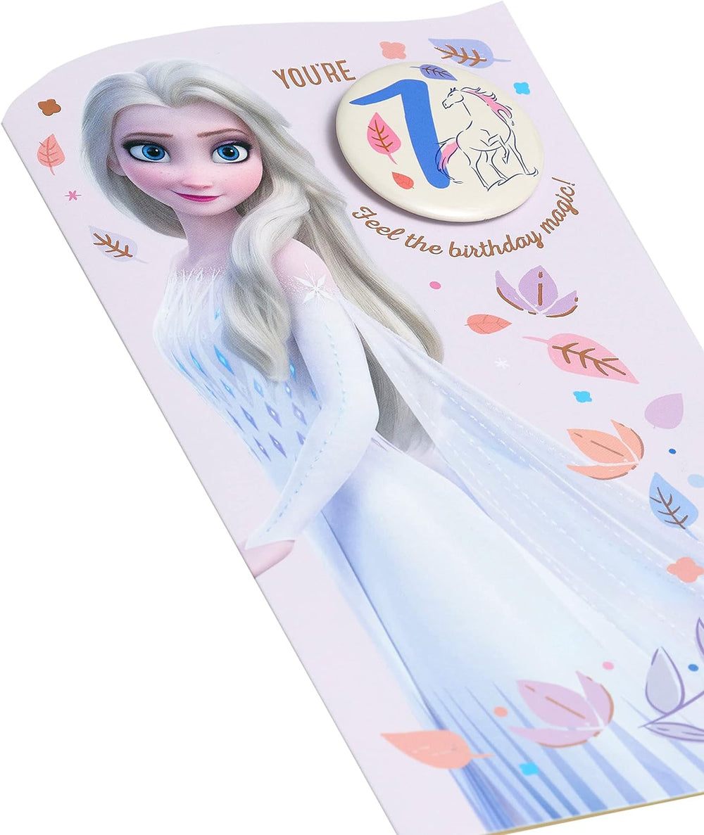 Disney 7th Birthday Card For Her/Girl With Envelope - Frozen Design With Elsa
