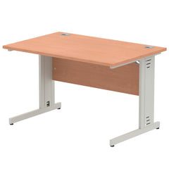 Impulse 1200 x 800mm Straight Desk Beech Top Silver Cable Managed Leg I000459 DD