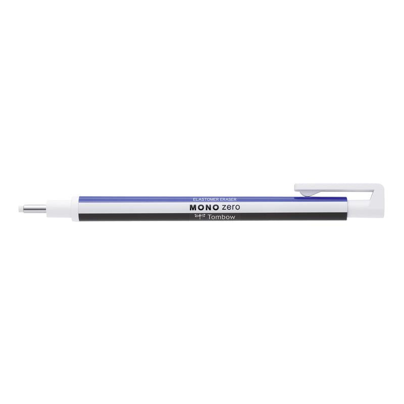 Tombow MONO Zero Refillable Eraser Pen Round Tip White with White/Blue/Black Barrel - EH-KUR