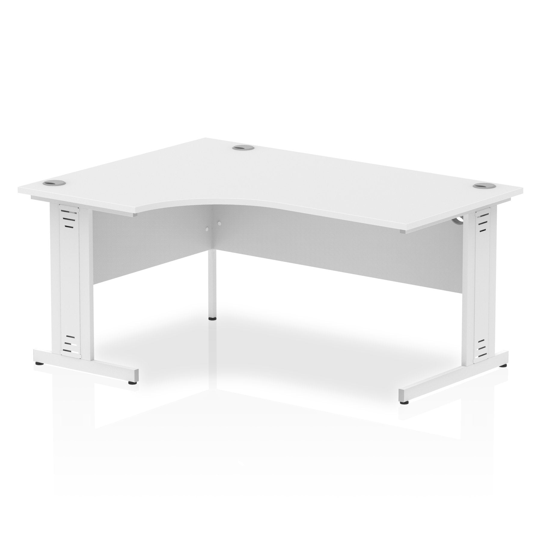 Impulse Contract Left Hand Crescent Cable Managed Leg Desk W1600 x D1200 x H730mm White Finish/White Frame - I002396 DD