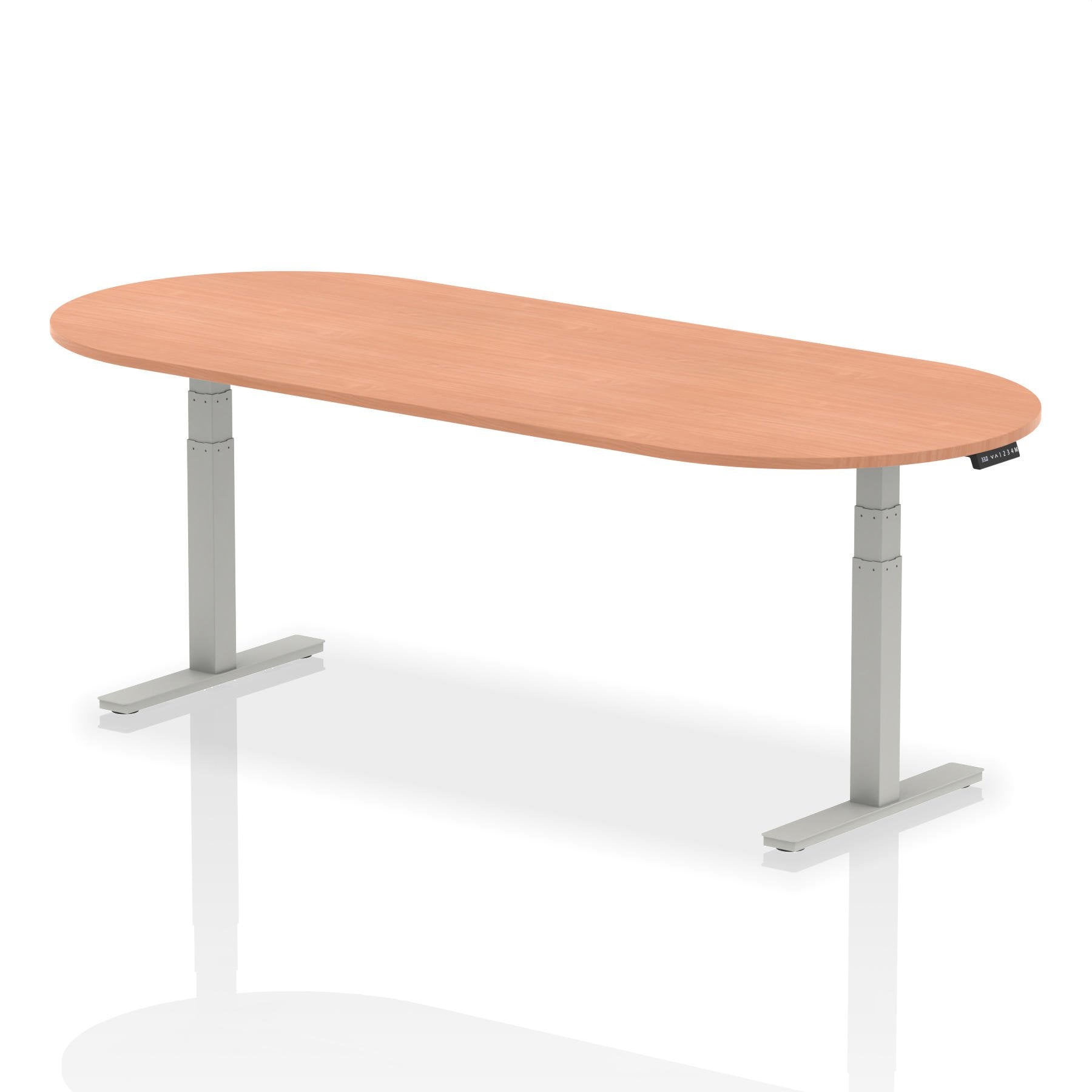 Dynamic Impulse W2400 x D1000 x H660-1310mm Height Adjustable Boardroom Table Beech Finish Silver Frame - I003546 DD