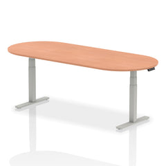 Dynamic Impulse W2400 x D1000 x H660-1310mm Height Adjustable Boardroom Table Beech Finish Silver Frame - I003546 DD