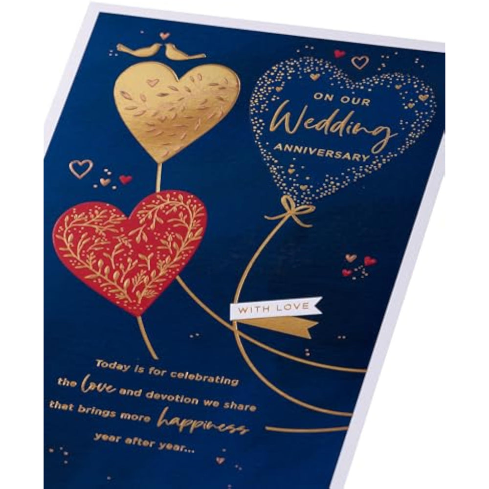 Dark Blue Design Wedding Anniversary Card