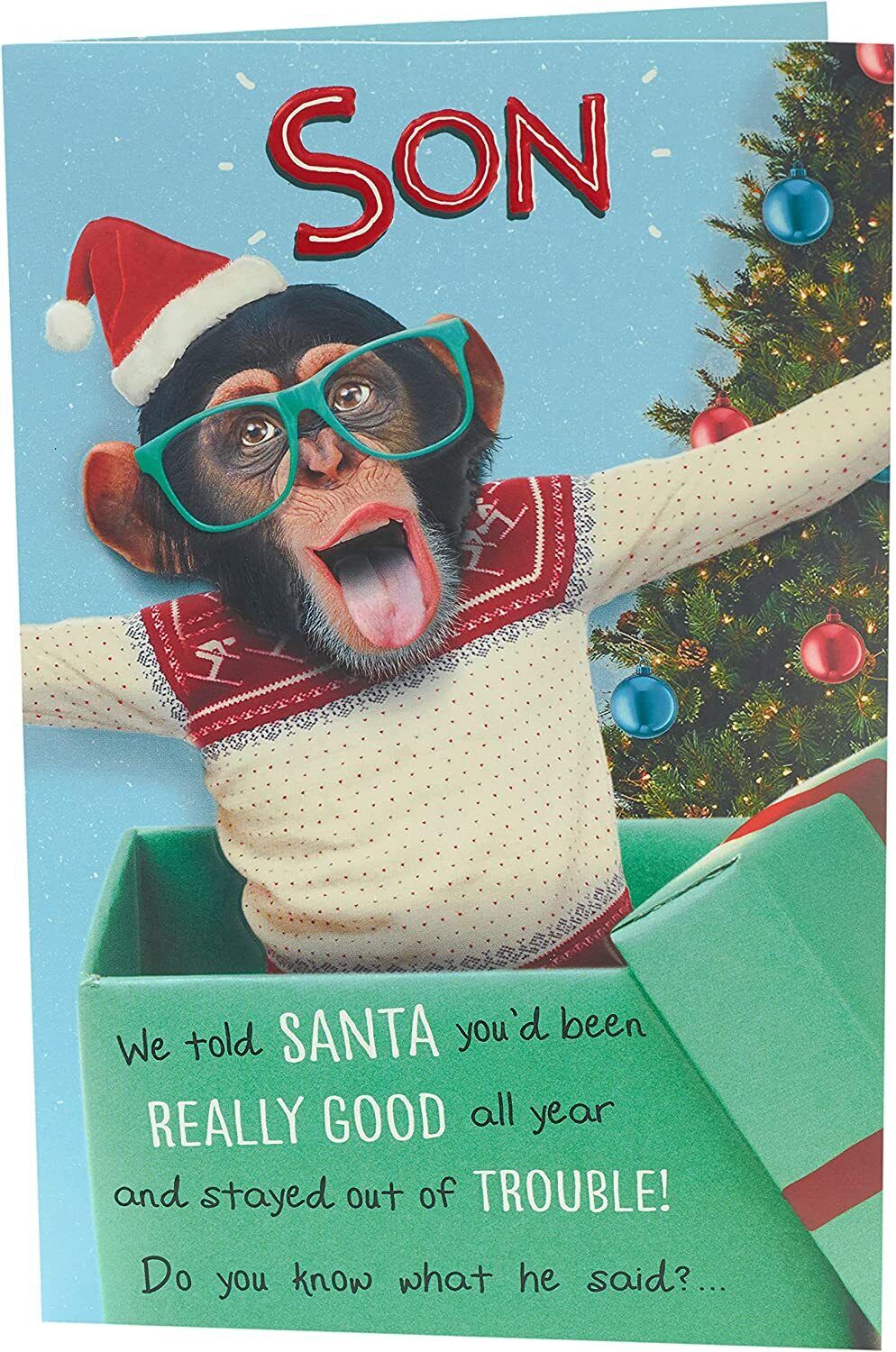 For Son Funny Cheeky Champ Design Christmas Card