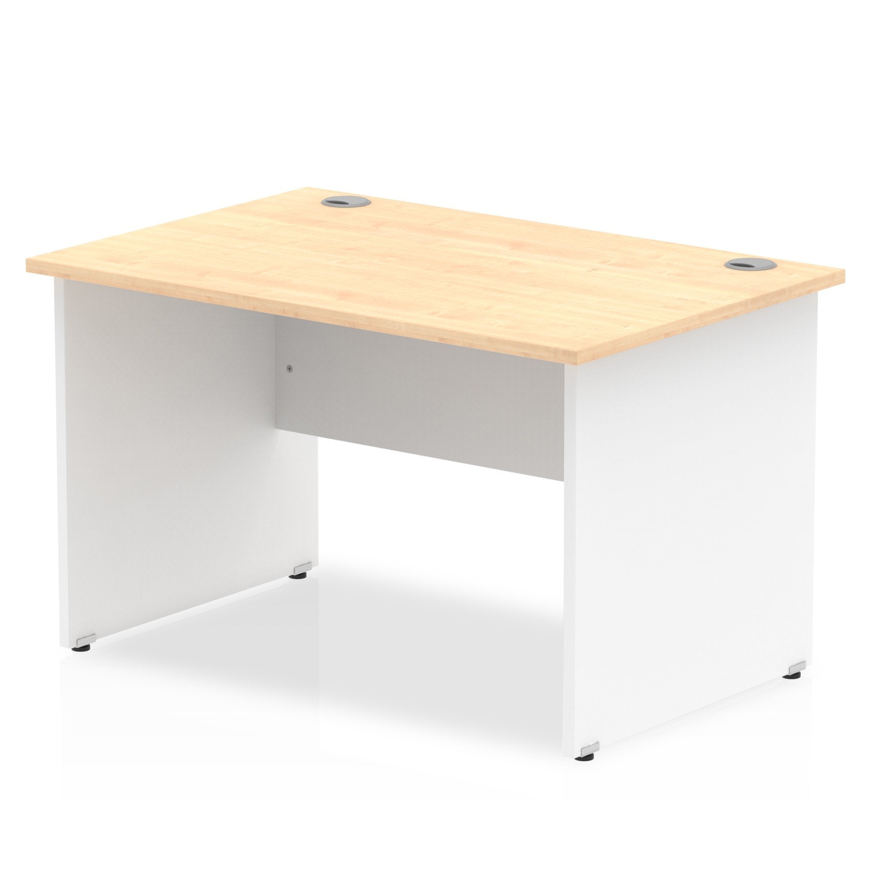 Impulse Straight Office Desk W1200 x D800 x H730mm Panel End Leg Maple Finish White Frame  - TT000109 DD