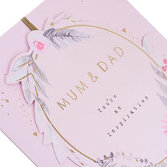 Anniversary Card for Mum and Dad - Contemporary Floral Text Design