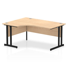 Dynamic Impulse W1600 x D1200/800 x H730mm Left Hand Crescent Desk With Cable Management Ports Cantilever Leg Maple Finish Black Frame - MI003233 DD