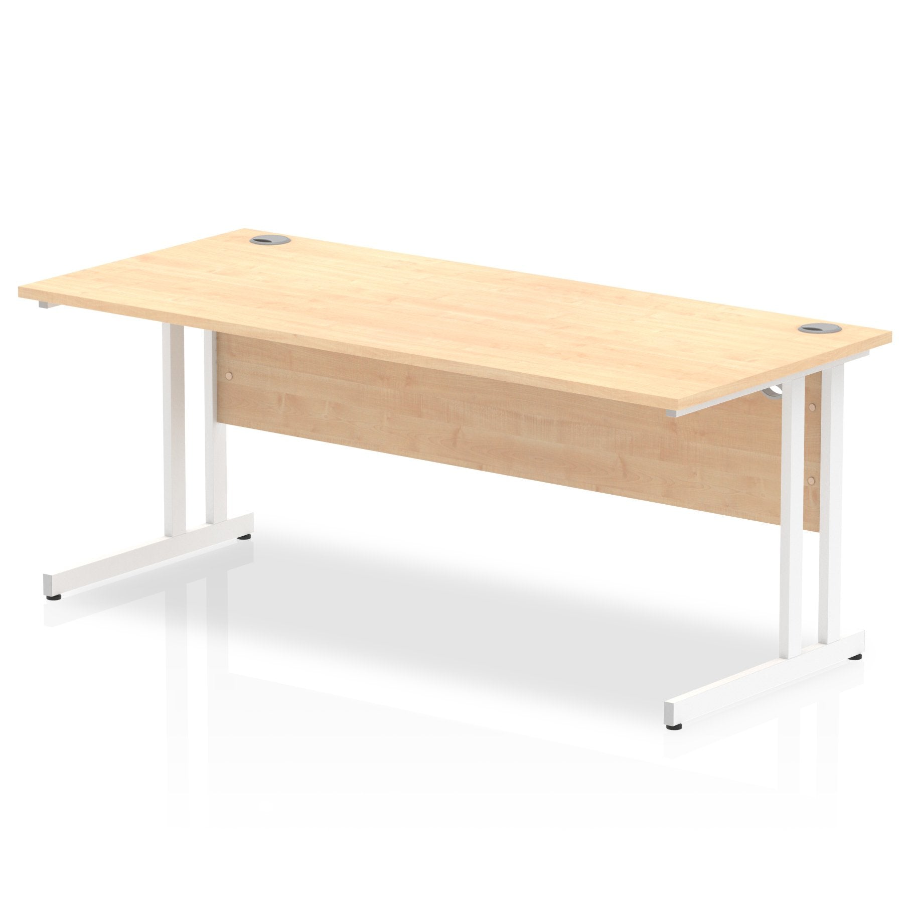 Impulse 1800 x 800mm Straight Desk Maple Top White Cantilever Leg MI002420 DD