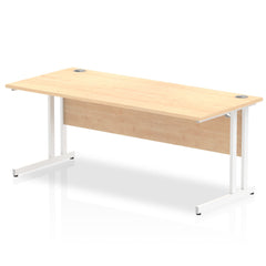 Impulse 1800 x 800mm Straight Desk Maple Top White Cantilever Leg MI002420 DD