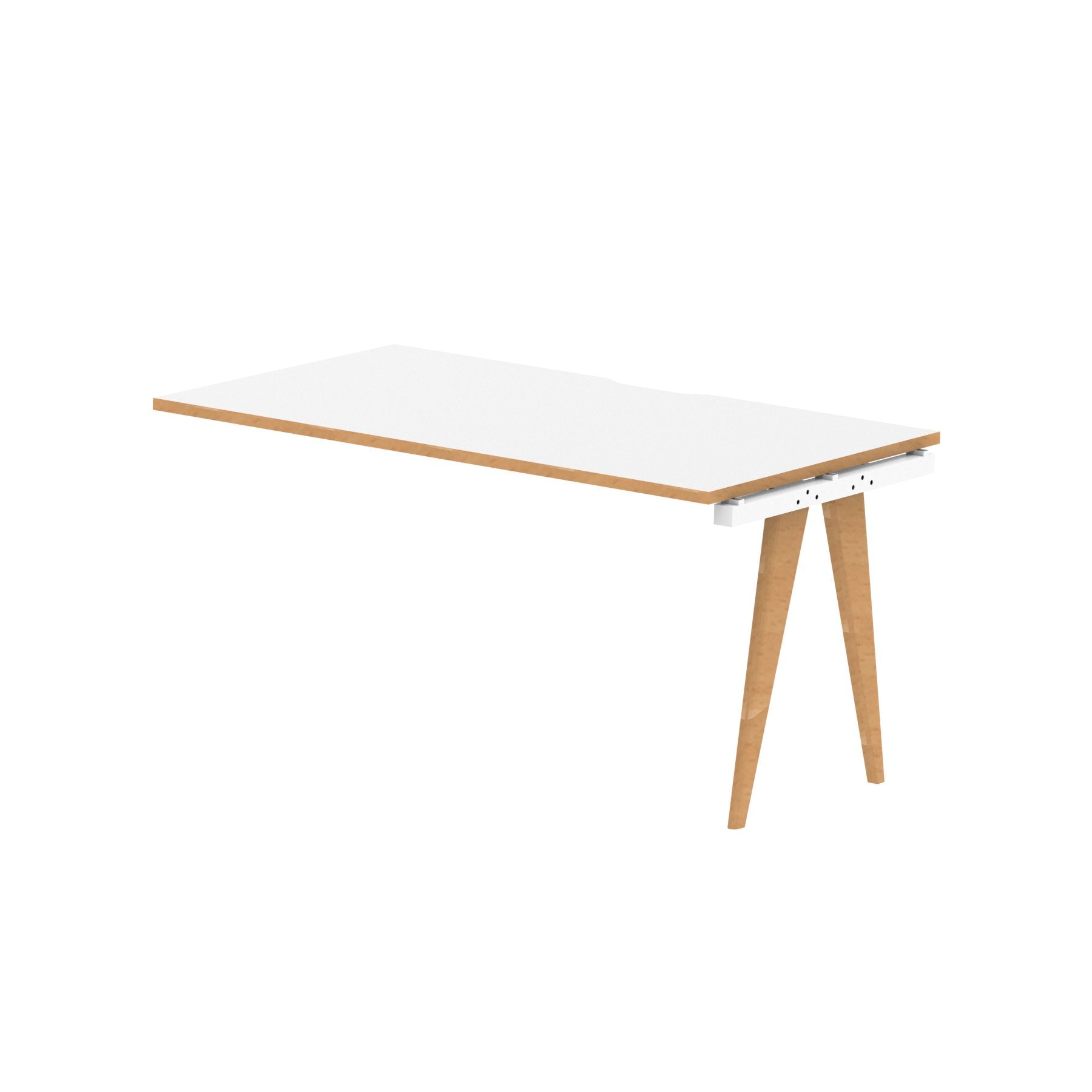 Oslo 1400mm Single Row Extension Kit White Top Natural Wood Edge White Frame OSL0114 DD