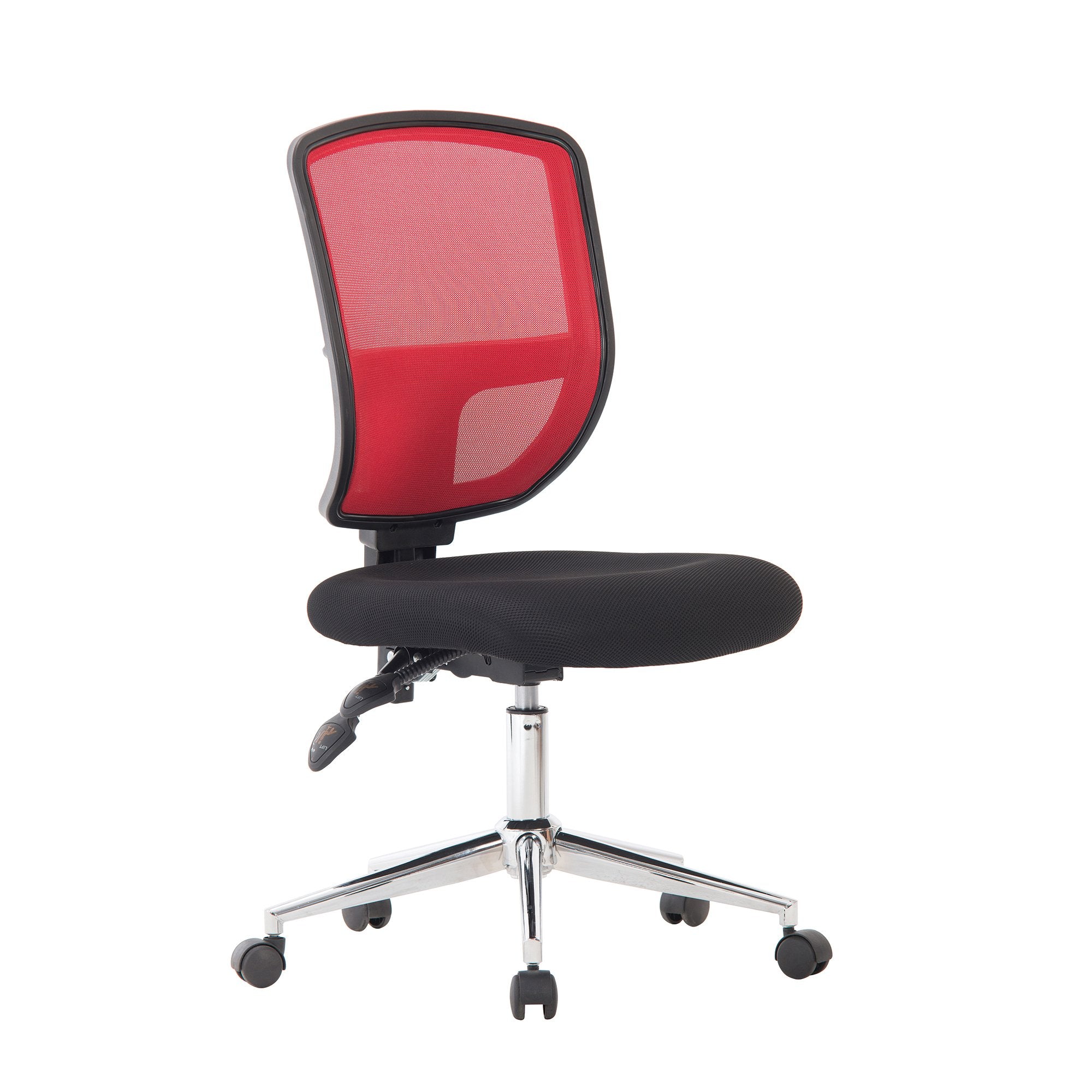 Nautilus Designs Nexus Designer Medium Back Two Tone Mesh Operator Office Chair With Sculptured Lumbar & Spine Support No Arms Red - BCM/K512/RD DD