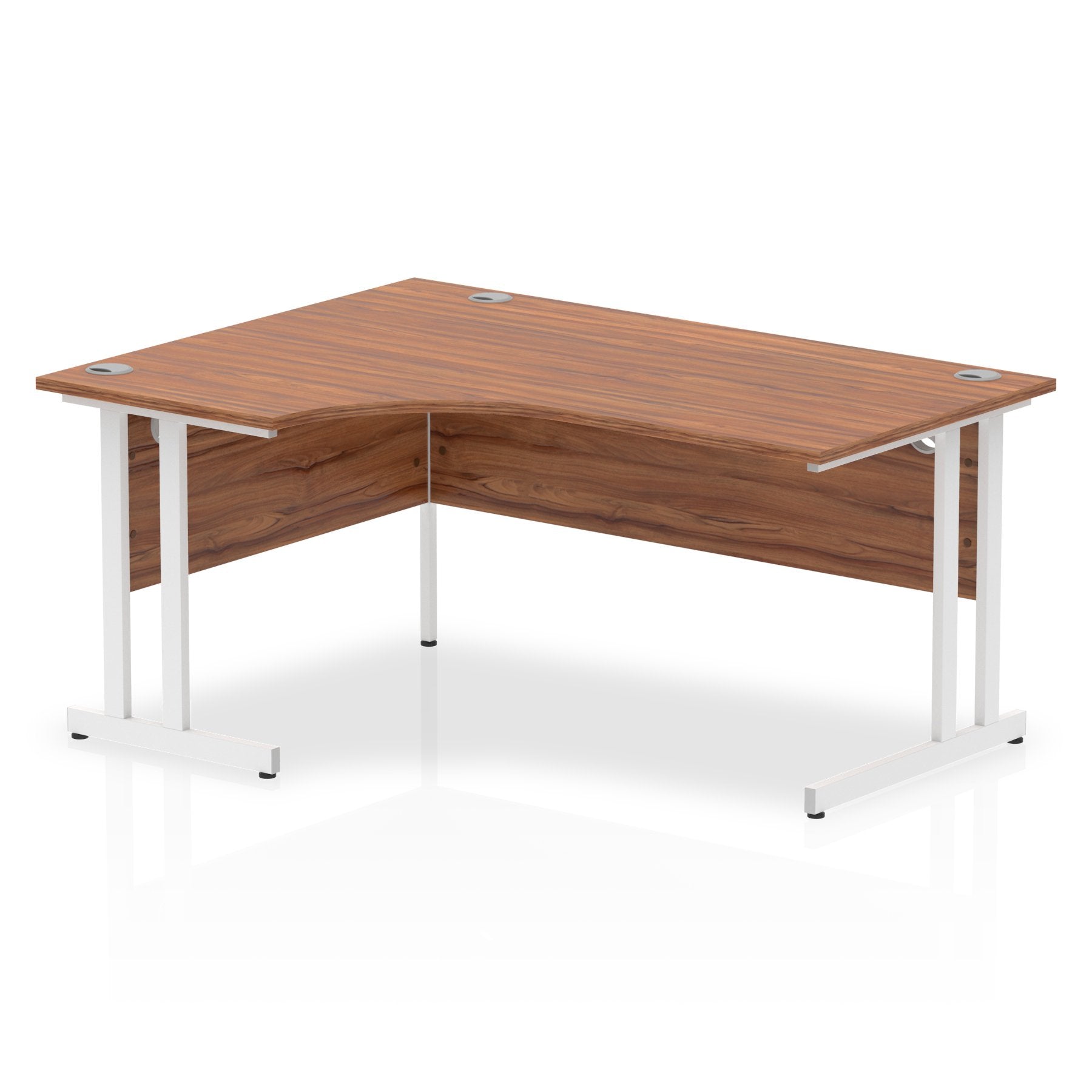 Impulse Contract Left Hand Crescent Radial Cantilever Desk W1600 x D1200 x H730mm Walnut Finish/White Frame - I002134 DD
