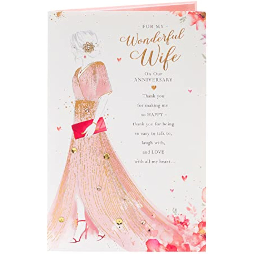 Wonderful Wife Wedding Anniversary Card - Elegant and Heartfelt Design