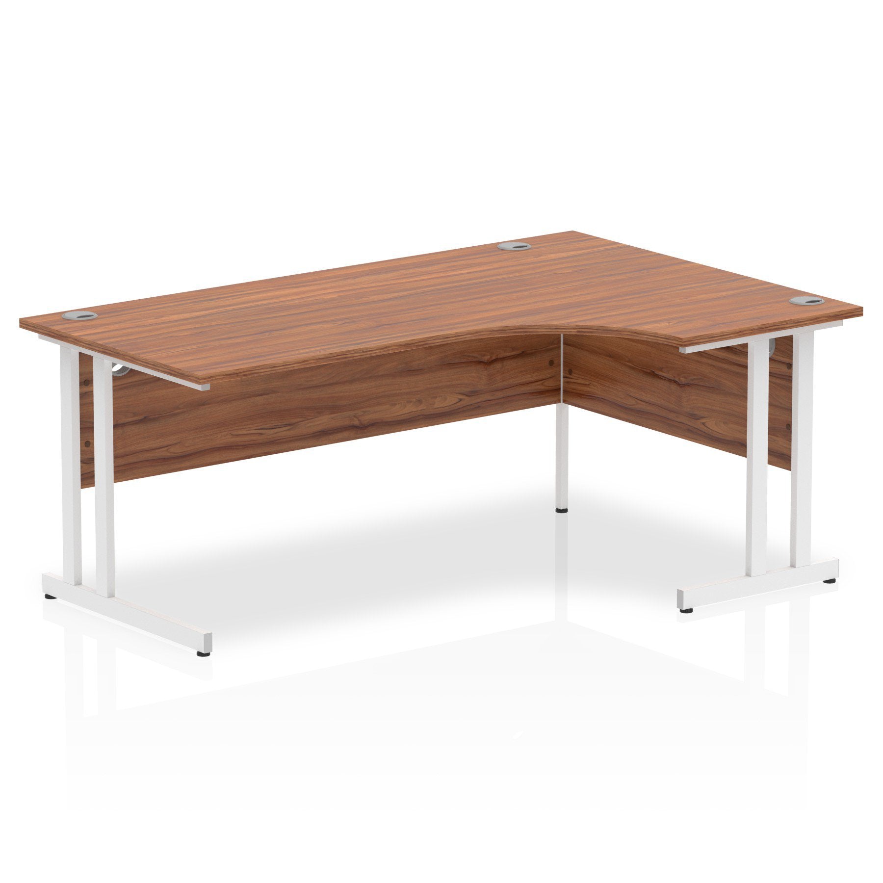 Impulse Contract Right Hand Crescent Cantilever Desk W1800 x D1200 x H730mm Walnut Finish/White Frame - I002137 DD