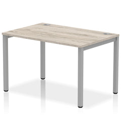 Impulse Single Row Bench Desk W1200 x D800 x H730mm Grey Oak Finish Silver Frame - IB00245 DD