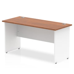 Impulse Straight Office Desk W1400 x D600 x H730mm Panel End Leg Walnut Finish White Frame - TT000091 DD